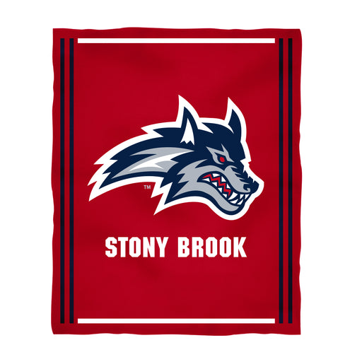 Stony Brooks Seawolves Vive La Fete Kids Game Day Red Plush Soft Minky Blanket 36 x 48 Mascot