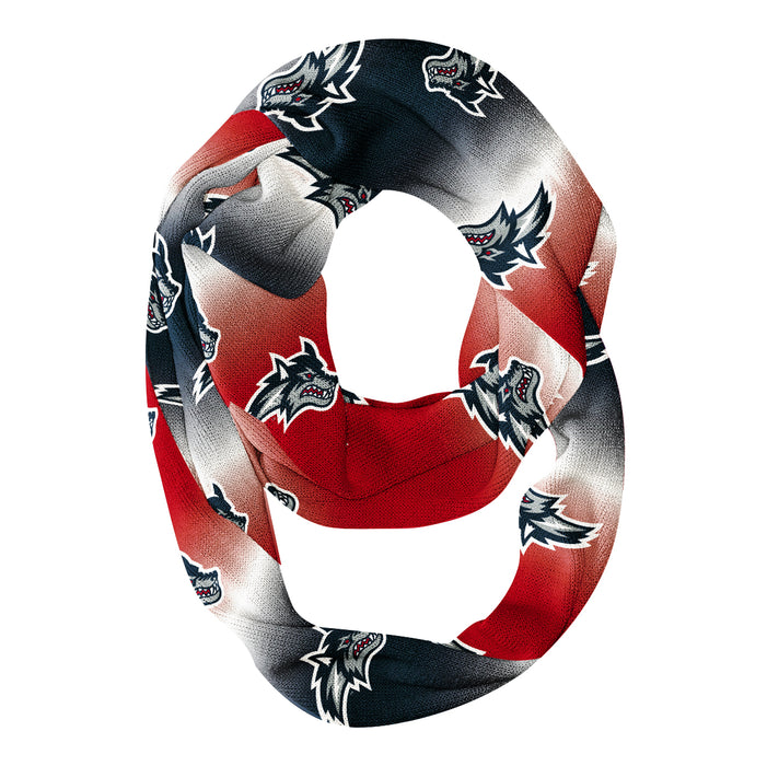 Stony Brook Seawolves Vive La Fete All Over Logo Game Day Collegiate Women Ultra Soft Knit Infinity Scarf