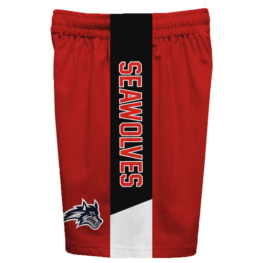 Stony Brook Seawolves Vive La Fete Game Day Red Stripes Boys Solid Black Athletic Mesh Short - Vive La Fête - Online Apparel Store