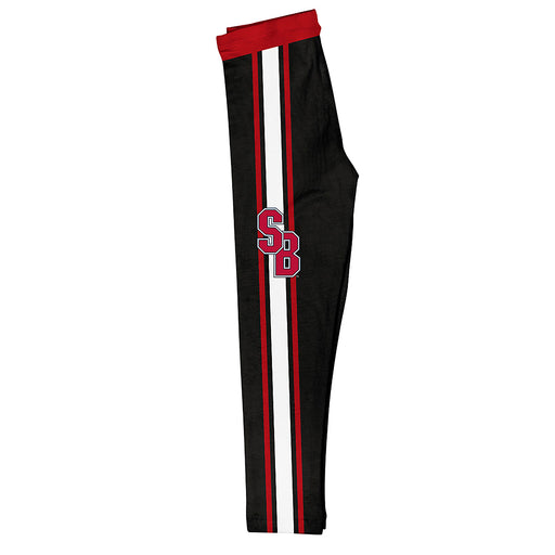 Stony Brook Seawolves Vive La Fete Girls Game Day Black with Red Stripes Leggings Tights