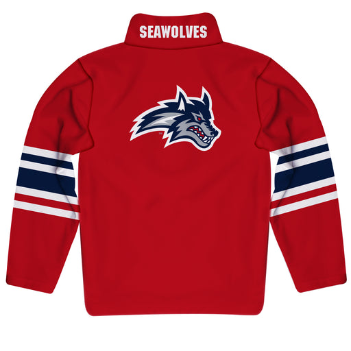 Stony Brook Seawolves  Vive La Fete Game Day Red Quarter Zip Pullover Stripes on Sleeves - Vive La Fête - Online Apparel Store