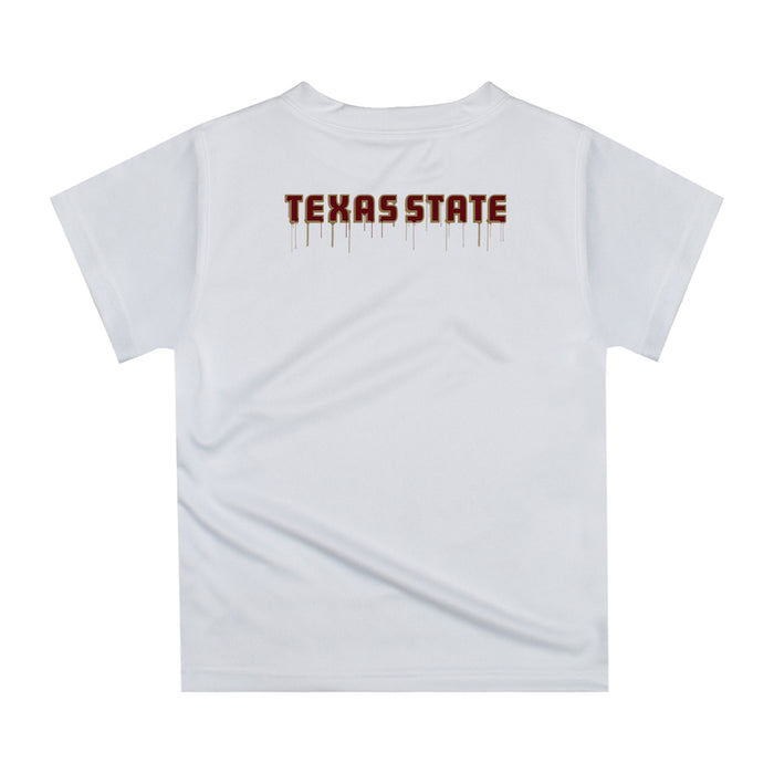Texas State University Bobcats TXST Original Dripping Football White  T-Shirt by Vive La Fete - Vive La Fête - Online Apparel Store