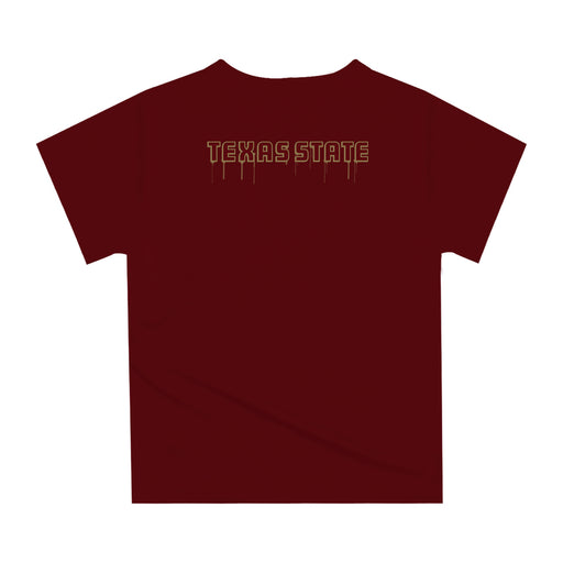 Texas State University Bobcats TXST Original Dripping Football Maroon T-Shirt by Vive La Fete - Vive La Fête - Online Apparel Store