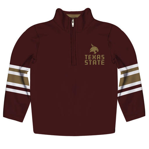 TXST Texas State Bobcats Vive La Fete Game Day Maroon Quarter Zip Pullover Stripes on Sleeves - Vive La Fête - Online Apparel Store