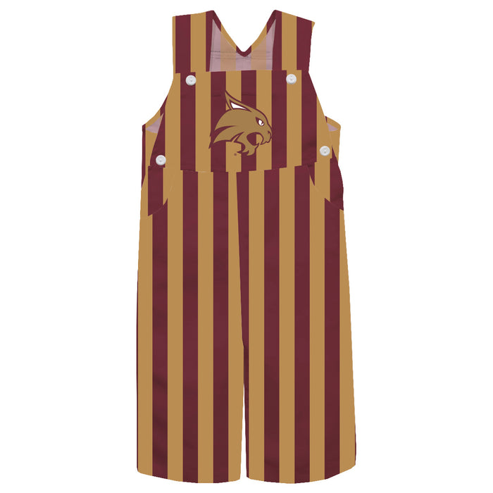 TXST Texas State Bobcats Vive La Fete Maroon Gold Stripes Logo Boys Overall Team Bibs