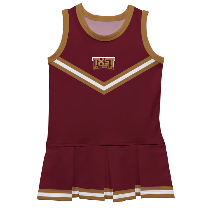 TXST Texas State Bobcats Vive La Fete Game Day Maroon Sleeveless Cheerleader Dress