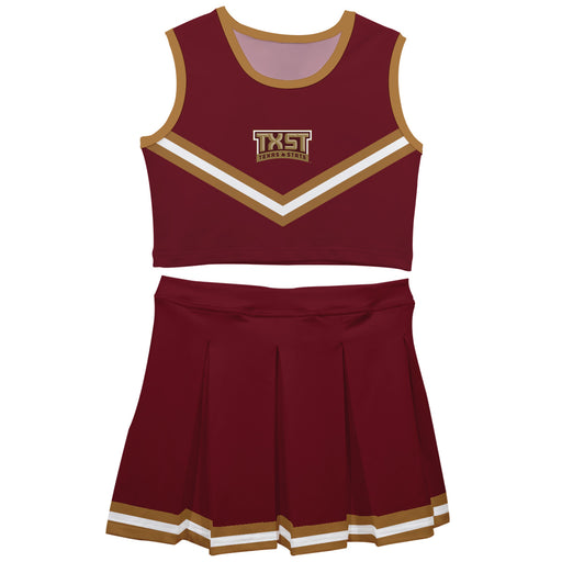 TXST Texas State Bobcats Vive La Fete Game Day Maroon Sleeveless Cheerleader Set