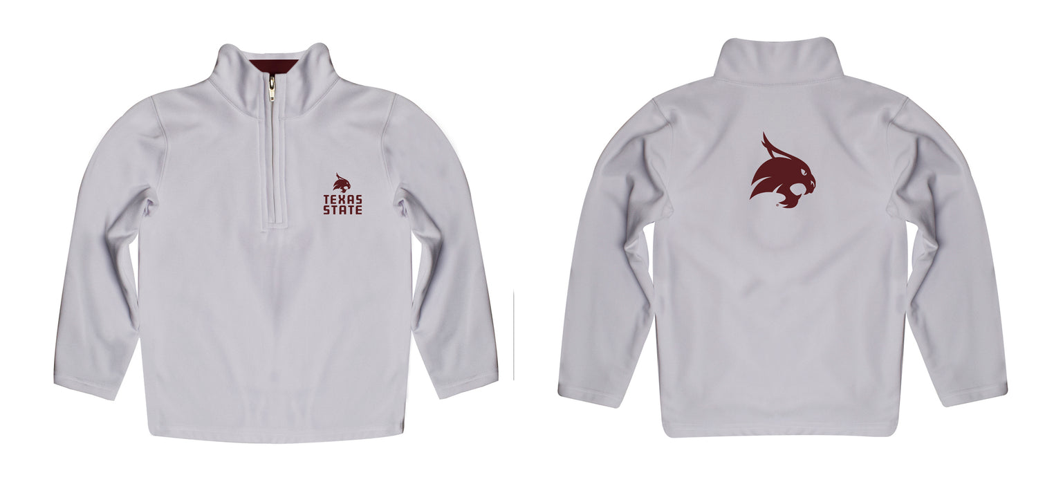 TXST Texas State Bobcats Vive La Fete Game Day Solid White Quarter Zip Pullover Sleeves - Vive La Fête - Online Apparel Store