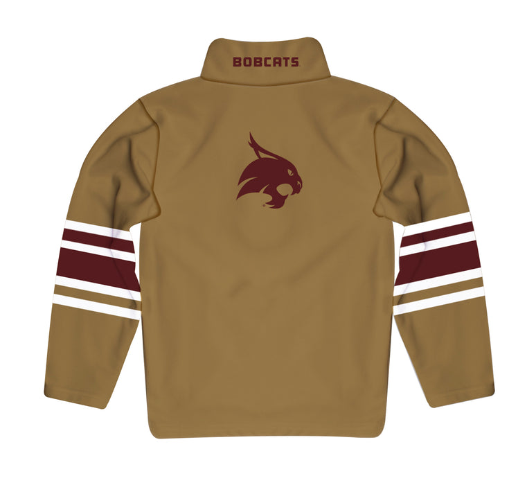 TXST Texas State Bobcats Vive La Fete Game Day Gold Quarter Zip Pullover Stripes on Sleeves - Vive La Fête - Online Apparel Store