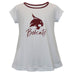 TXST Texas State Bobcats Vive La Fete Girls Game Day Short Sleeve White Top with School Logo and Name