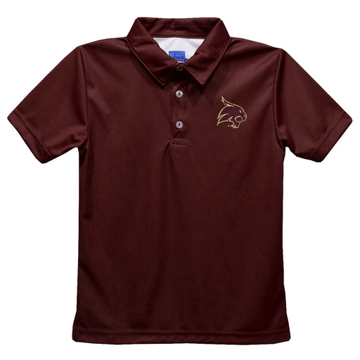 Texas State University Bobcats TXST Embroidered Maroon Short Sleeve Polo Box Shirt