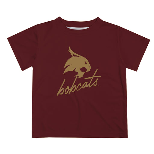 TXST Texas State Bobcats Vive La Fete Script V1 Maroon Short Sleeve Tee Shirt