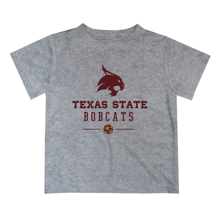 TXST Texas State Bobcats Vive La Fete Soccer V1 Heather Gray Short Sleeve Tee Shirt
