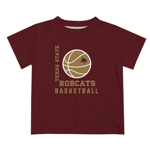 TXST Texas State Bobcats Vive La Fete Basketball V1 Maroon Short Sleeve Tee Shirt