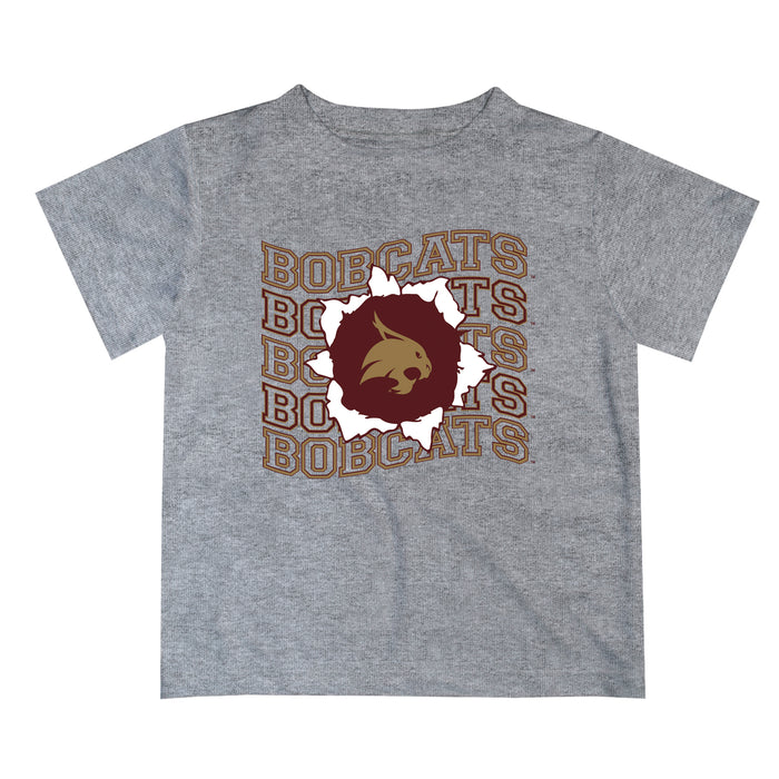 TXST Texas State Bobcats Vive La Fete  Heather Gray Art V1 Short Sleeve Tee Shirt