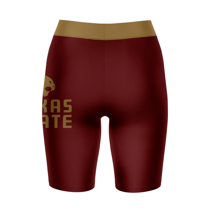 TXST Texas State Bobcats Vive La Fete Game Day Logo on Thigh and Waistband Maroon and Gold Women Bike Short 9 Inseam - Vive La Fête - Online Apparel Store