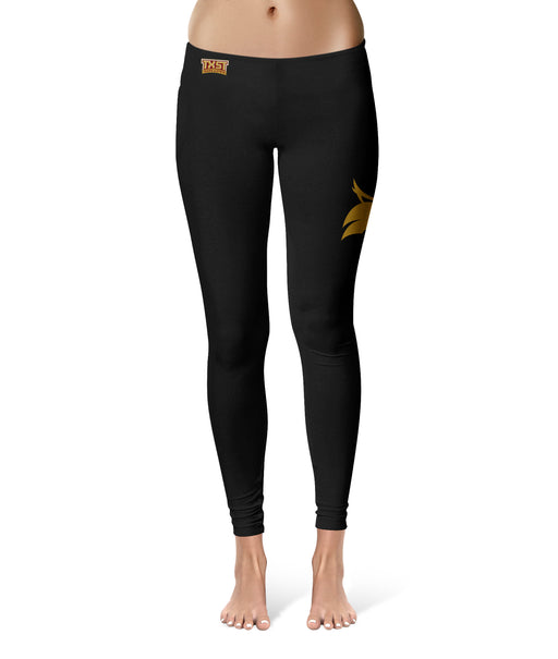 TXST Texas State Bobcats Vive La Fete Collegiate Large Logo on Thigh Women Black Yoga Leggings 2.5 Waist Tights