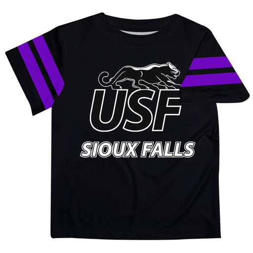 Sioux Falls Cougars USF Vive La Fete Boys Game Day Black Short Sleeve Tee with Stripes on Sleeves - Vive La Fête - Online Apparel Store