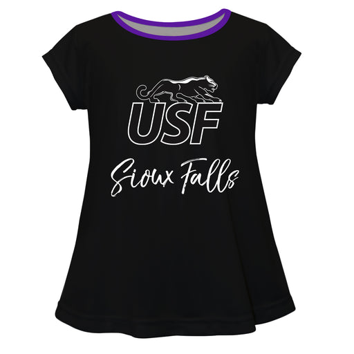 Sioux Falls Cougars USF Vive La Fete Girls Game Day Short Sleeve Black Top with School Logo and Name - Vive La Fête - Online Apparel Store
