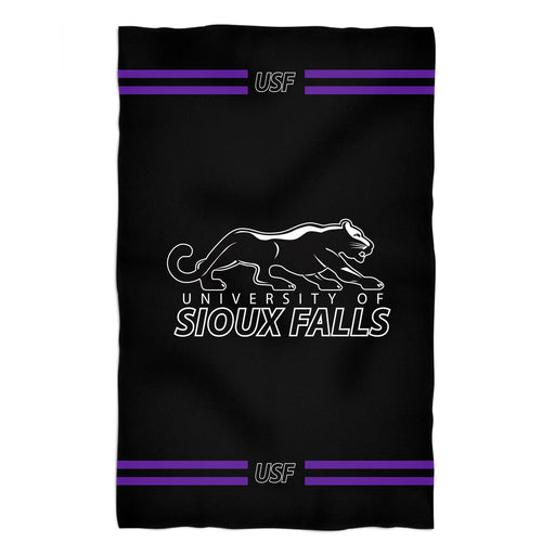 Sioux Falls Cougars USF Vive La Fete Game Day Absorvent Premium Black Beach Bath Towel 51 x 32" Logo and Stripes" - Vive La Fête - Online Apparel Store