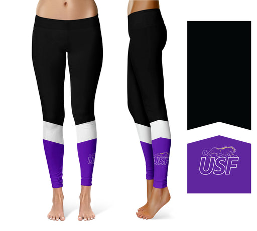 Sioux Falls Cougars USF Vive la Fete Game Day Collegiate Ankle Color Block Women Black Purple Yoga Leggings - Vive La Fête - Online Apparel Store
