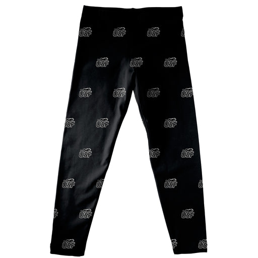 Sioux Falls Cougars USF Vive La Fete Girls Game Day All Over Logo Elastic Waist Classic Play Black Leggings Tights - Vive La Fête - Online Apparel Store