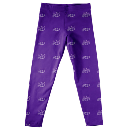 Sioux Falls Cougars USF Vive La Fete Girls Game Day All Over Logo Elastic Waist Classic Play Purple Leggings Tights - Vive La Fête - Online Apparel Store