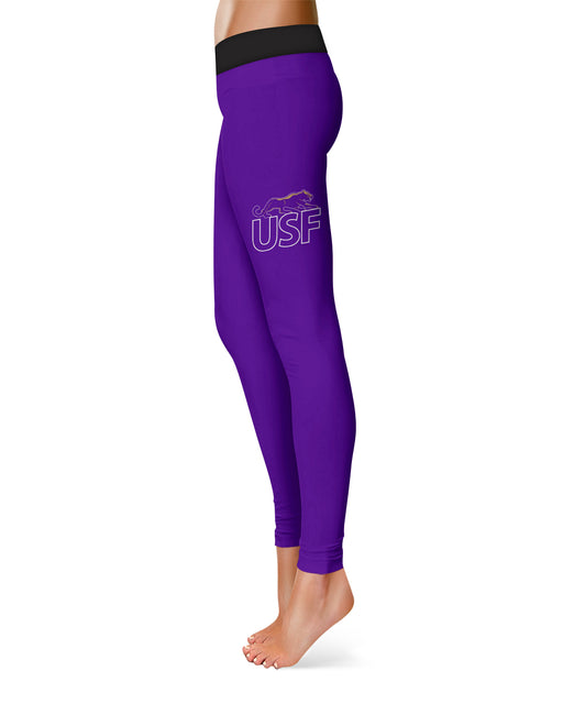 Sioux Falls Cougars USF Vive La Fete Game Day Collegiate Logo on Thigh Purple Women Yoga Leggings 2.5 Waist Tights" - Vive La Fête - Online Apparel Store