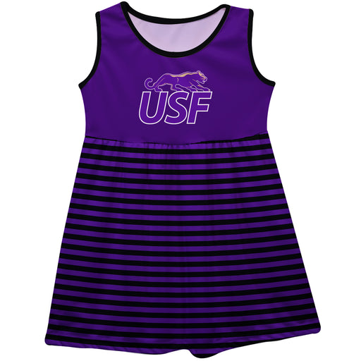 Sioux Falls Cougars USF Vive La Fete Girls Game Day Sleeveless Tank Dress Solid Purple Logo Stripes on Skirt - Vive La Fête - Online Apparel Store