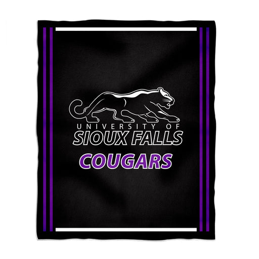 Sioux Falls Cougars USF Vive La Fete Kids Game Day Black Plush Soft Minky Blanket 36 x 48 Mascot