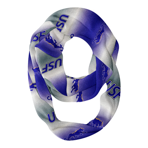 Sioux Falls Cougars Vive La Fete All Over Logo Game Day Collegiate Women Ultra Soft Knit Infinity Scarf