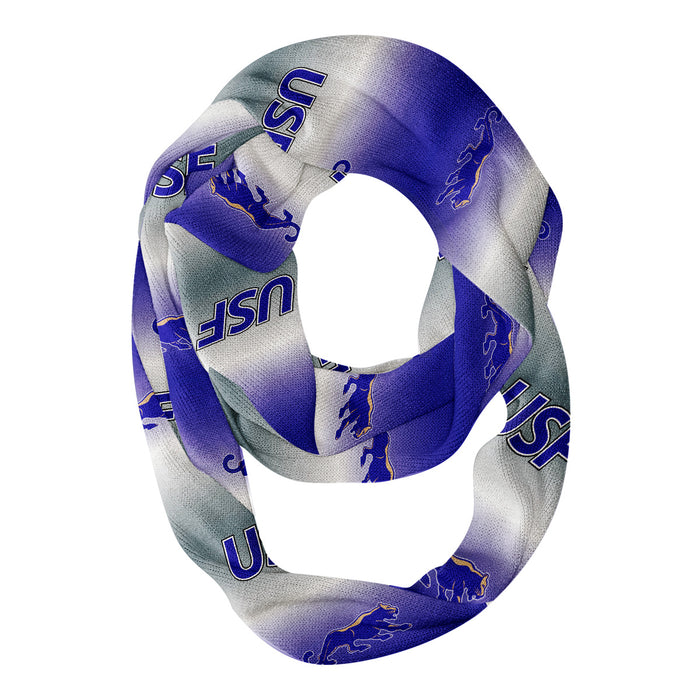 Sioux Falls Cougars Vive La Fete All Over Logo Game Day Collegiate Women Ultra Soft Knit Infinity Scarf