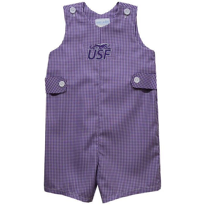 Sioux Falls Cougars USF Embroidered Purple Gingham Boys Jon Jon