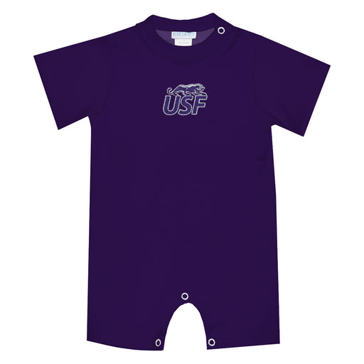 Sioux Falls Cougars USF Embroidered Purple Knit Short Sleeve Boys Romper