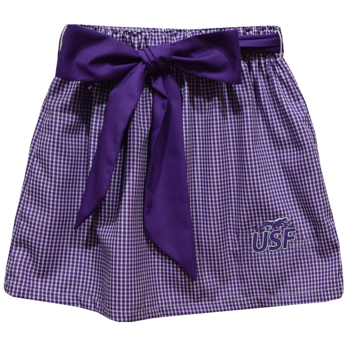 Sioux Falls Cougars USF Embroidered Purple Gingham Skirt With Sash