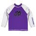 Sioux Falls Cougars USF Vive La Fete Logo Purple White Long Sleeve Raglan Rashguard