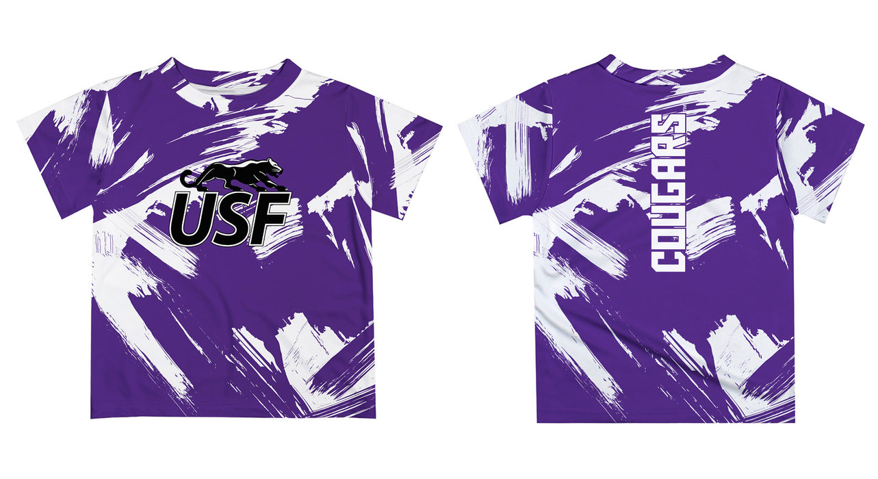 Sioux Falls Cougars USF Vive La Fete Boys Game Day Purple Short Sleeve Tee Paint Brush - Vive La Fête - Online Apparel Store