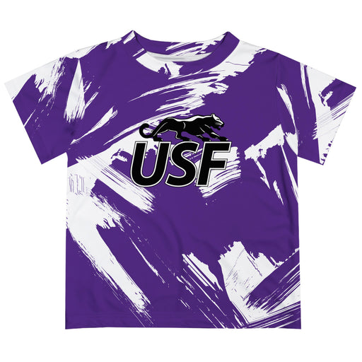 Sioux Falls Cougars USF Vive La Fete Boys Game Day Purple Short Sleeve Tee Paint Brush