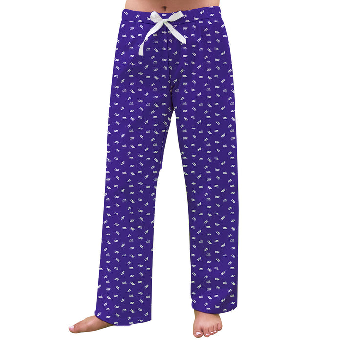 Sioux Falls Cougars Vive La Fete Game Day All Over Logo Women Purple Lounge Pants