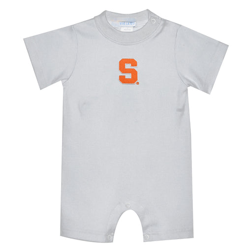 Syracuse Orange Embroidered White Knit Short Sleeve Boys Romper