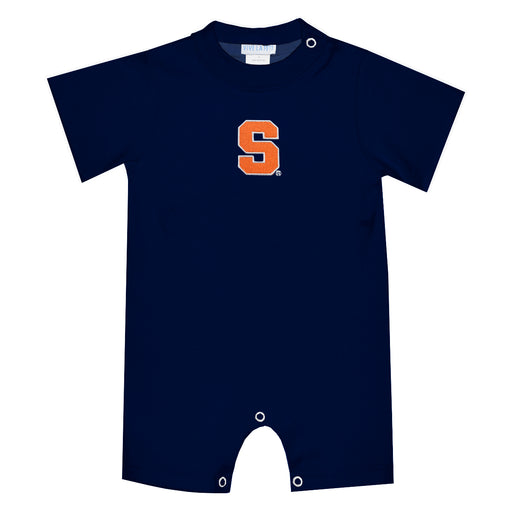 Syracuse Orange Embroidered Navy Knit Short Sleeve Boys Romper
