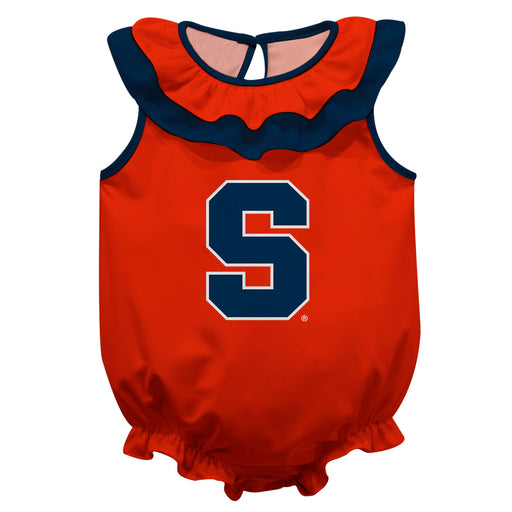 Syracuse Orange Sleeveless Ruffle Onesie Logo Bodysuit