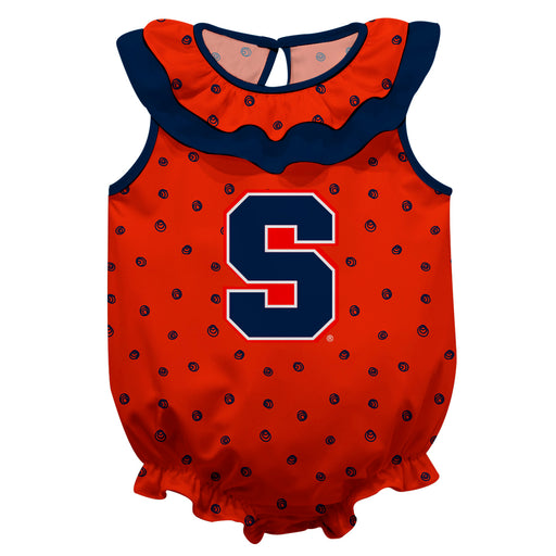 Syracuse Orange Sleeveless Ruffle Onesie Logo Bodysuit