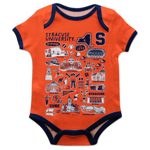 Syracuse Orange Hand Sketched Vive La Fete Impressions Artwork Infant Orange Short Sleeve Onesie Bodysuit
