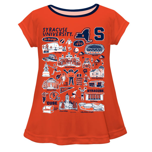 Syracuse Orange Hand Sketched Vive La Fete Impressions Artwork Orange Short Sleeve Top
