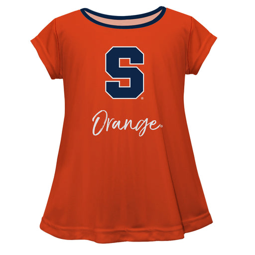 Syracuse Orange Vive La Fete Girls Game Day Short Sleeve Orange Top with School Logo and Name