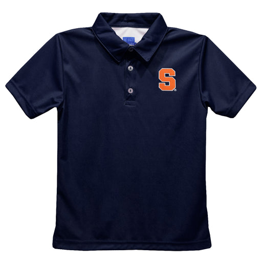 Syracuse Orange Embroidered Navy Short Sleeve Polo Box Shirt