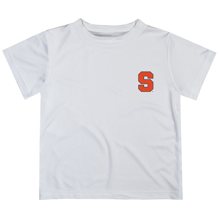 Syracuse Orange Hand Sketched Vive La Fete Impressions Artwork Boys White Short Sleeve Tee Shirt