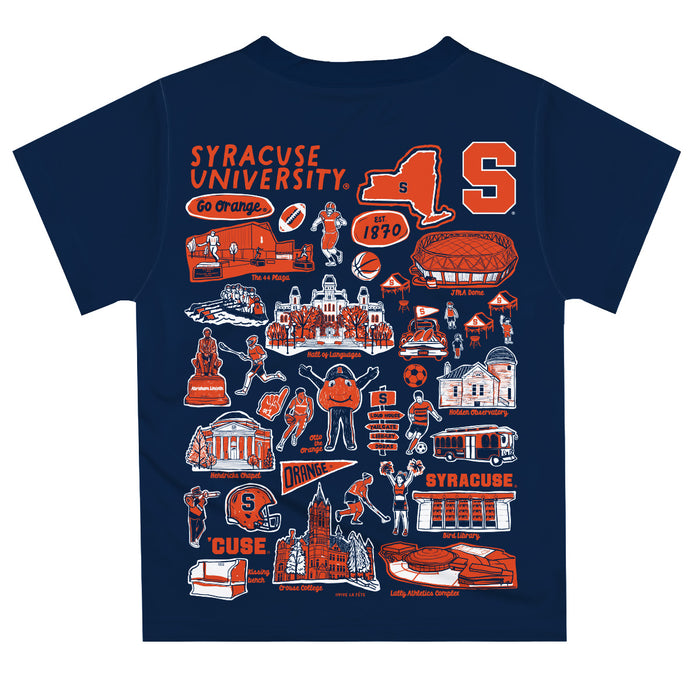 Syracuse Orange Hand Sketched Vive La Fete Impressions Artwork Boys Blue Short Sleeve Tee Shirt - Vive La Fête - Online Apparel Store