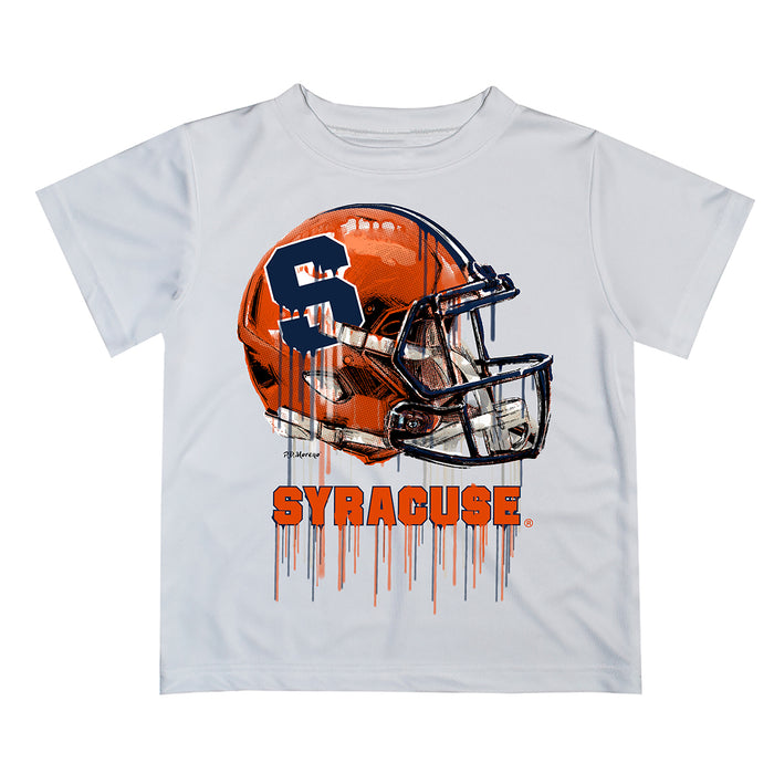Syracuse Orange Original Dripping Football Helmet White T-Shirt by Vive La Fete